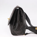 CHANEL Matelasse Backpack Lamb Skin Gold Black CC Auth 189824SAV-3