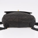 CHANEL Matelasse Backpack Lamb Skin Gold Black CC Auth 189824SAV-5