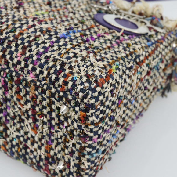 CHANEL Lady Dior Chain Hand Bag tweed 2way Multicolor Silver CC Auth 189825SM