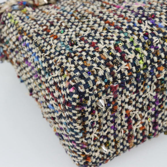 CHANEL Lady Dior Chain Hand Bag tweed 2way Multicolor Silver CC Auth 189825SM