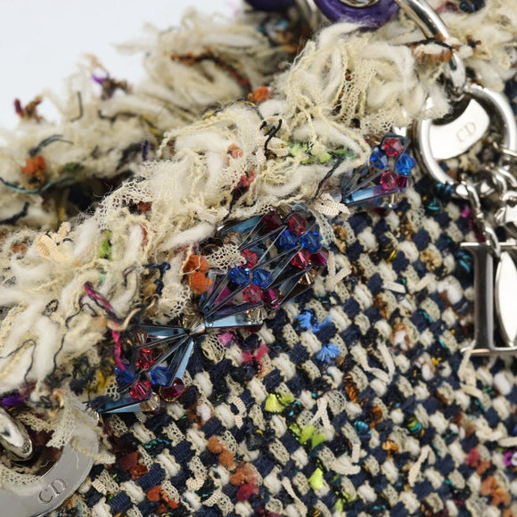 CHANEL Lady Dior Chain Hand Bag tweed 2way Multicolor Silver CC Auth 189825SM