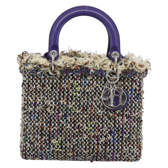 CHANEL Lady Dior Chain Hand Bag tweed 2way Multicolor Silver CC Auth 189825SM