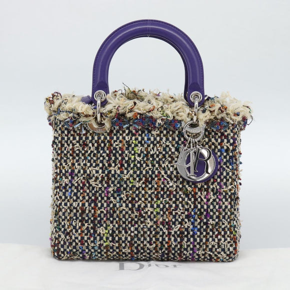 CHANEL Lady Dior Chain Hand Bag tweed 2way Multicolor Silver CC Auth 189825SM
