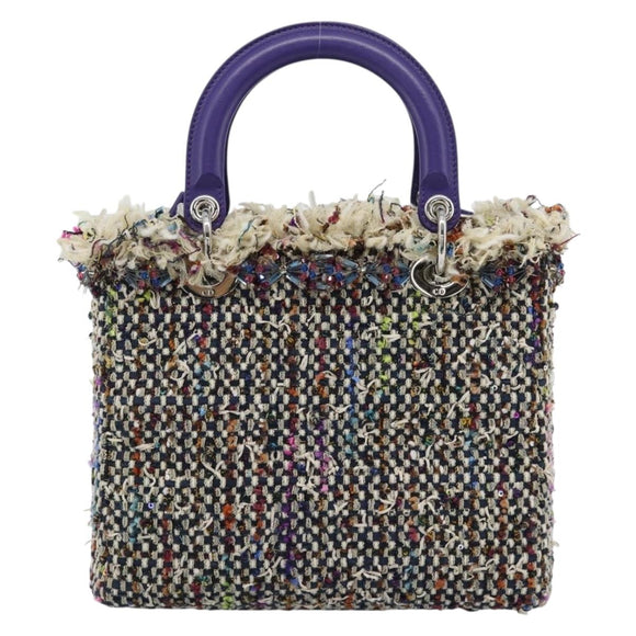 CHANEL Lady Dior Chain Hand Bag tweed 2way Multicolor Silver CC Auth 189825SM