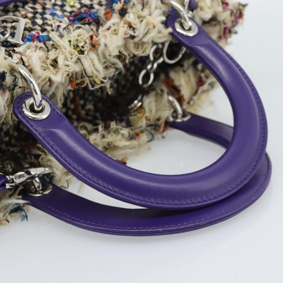 CHANEL Lady Dior Chain Hand Bag tweed 2way Multicolor Silver CC Auth 189825SM