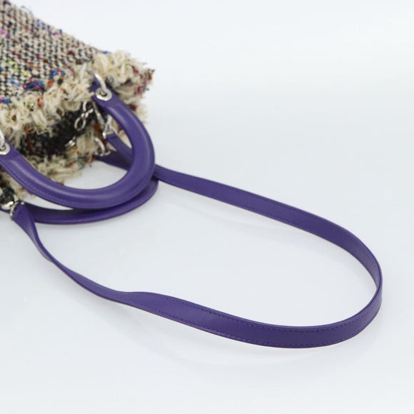 CHANEL Lady Dior Chain Hand Bag tweed 2way Multicolor Silver CC Auth 189825SM