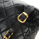 CHANEL Matelasse Chain Backpack Lamb Skin Gold Black CC Auth 189831SV-8