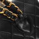 CHANEL Matelasse Chain Backpack Lamb Skin Gold Black CC Auth 189831SV-15