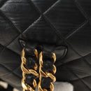 CHANEL Matelasse Chain Backpack Lamb Skin Gold Black CC Auth 189831SV-16