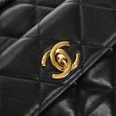 CHANEL Matelasse Chain Backpack Lamb Skin Gold Black CC Auth 189831SV-17