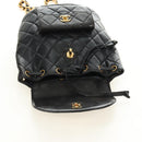 CHANEL Matelasse Chain Backpack Lamb Skin Gold Black CC Auth 189831SV-9
