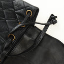 CHANEL Matelasse Chain Backpack Lamb Skin Gold Black CC Auth 189831SV-10