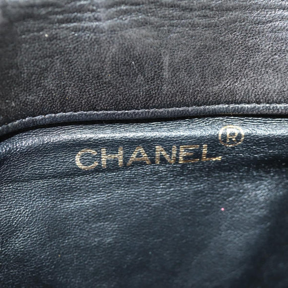 CHANEL Matelasse Chain Backpack Lamb Skin Gold Black CC Auth 189831SV