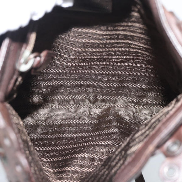 PRADA Shoulder Bag Leather Brown Auth 189834A