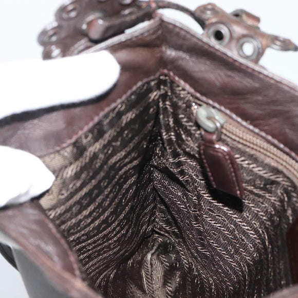 PRADA Shoulder Bag Leather Brown Auth 189834A