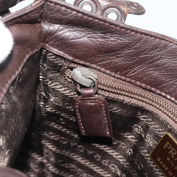 PRADA Shoulder Bag Leather Brown Auth 189834A