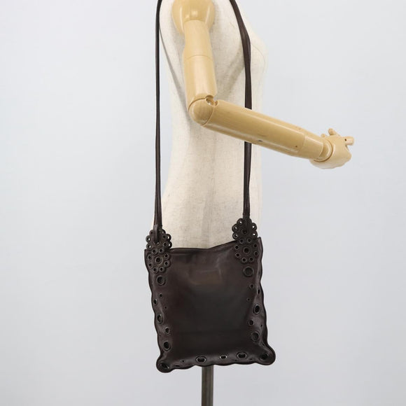PRADA Shoulder Bag Leather Brown Auth 189834A