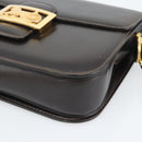 CELINE Horse Carriage Shoulder Bag Leather Dark Brown Gold Auth 189835A-10