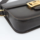 CELINE Horse Carriage Shoulder Bag Leather Dark Brown Gold Auth 189835A-11