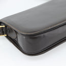 CELINE Horse Carriage Shoulder Bag Leather Dark Brown Gold Auth 189835A-13
