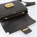 CELINE Horse Carriage Shoulder Bag Leather Dark Brown Gold Auth 189835A-15
