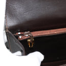 CELINE Horse Carriage Shoulder Bag Leather Dark Brown Gold Auth 189835A-21