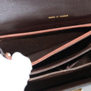 CELINE Horse Carriage Shoulder Bag Leather Dark Brown Gold Auth 189835A-22