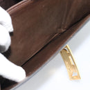 CELINE Horse Carriage Shoulder Bag Leather Dark Brown Gold Auth 189835A-23