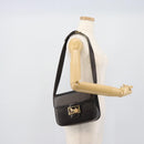 CELINE Horse Carriage Shoulder Bag Leather Dark Brown Gold Auth 189835A-24