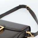 CELINE Horse Carriage Shoulder Bag Leather Dark Brown Gold Auth 189835A-8