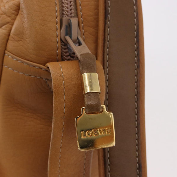 LOEWE Shoulder Bag Leather Beige Gold Auth 189838A