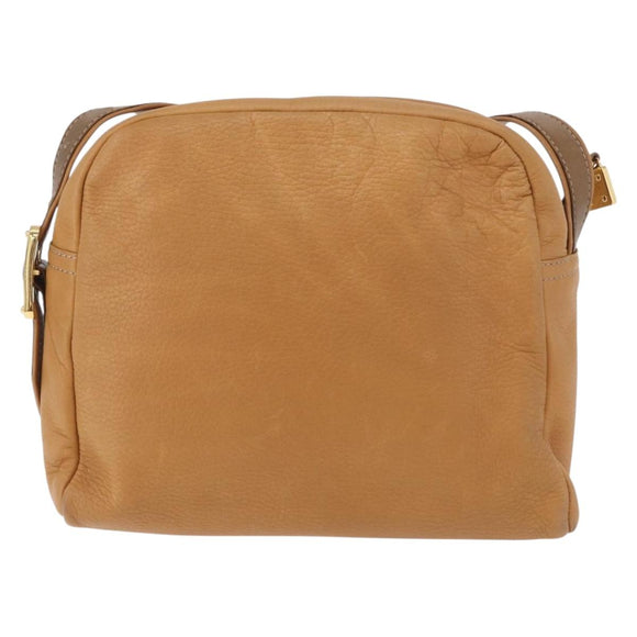 LOEWE Shoulder Bag Leather Beige Gold Auth 189838A