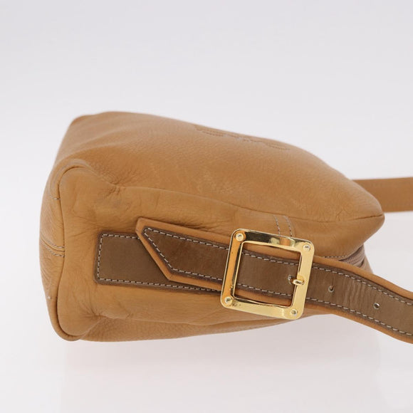 LOEWE Shoulder Bag Leather Beige Gold Auth 189838A
