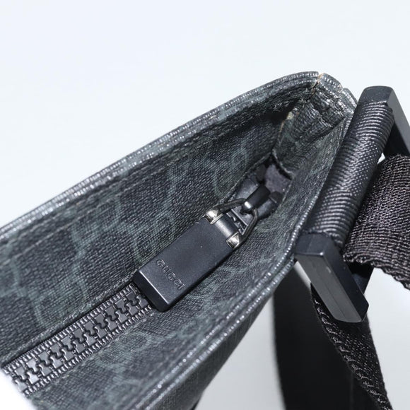 GUCCI GG Supreme Shoulder Bag PVC Black Silver 162904 Auth 189839