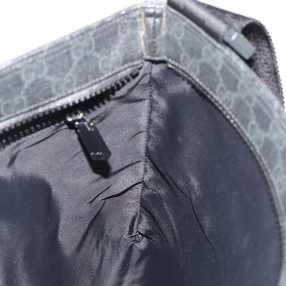 GUCCI GG Supreme Shoulder Bag PVC Black Silver 162904 Auth 189839