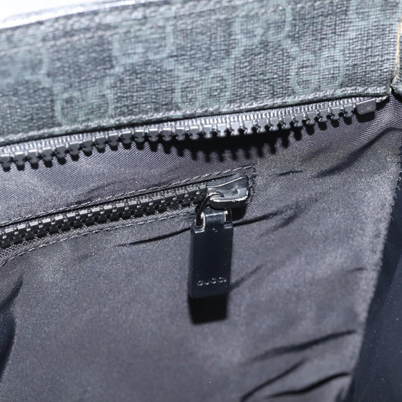 GUCCI GG Supreme Shoulder Bag PVC Black Silver 162904 Auth 189839