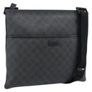 GUCCI GG Supreme Shoulder Bag PVC Black Silver 162904 Auth 189839-1