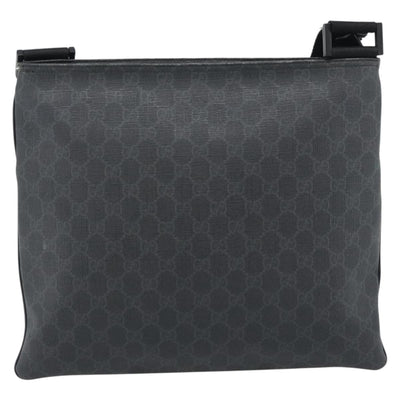 GUCCI GG Supreme Shoulder Bag PVC Black Silver 162904 Auth 189839 - 0