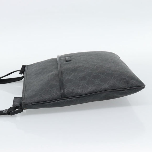 GUCCI GG Supreme Shoulder Bag PVC Black Silver 162904 Auth 189839