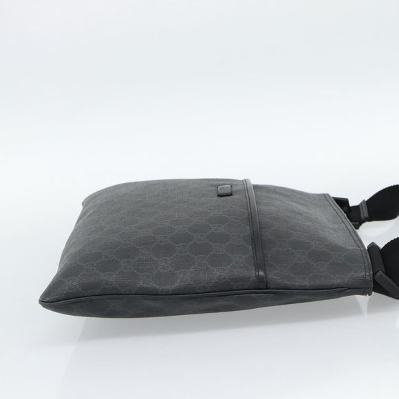 GUCCI GG Supreme Shoulder Bag PVC Black Silver 162904 Auth 189839