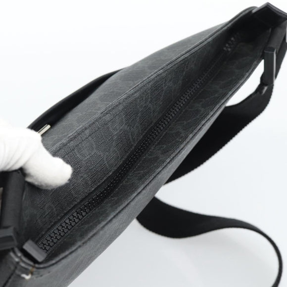 GUCCI GG Supreme Shoulder Bag PVC Black Silver 162904 Auth 189839