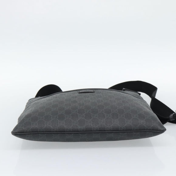GUCCI GG Supreme Shoulder Bag PVC Black Silver 162904 Auth 189839