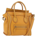 CELINE Luggage Nano Shopper Hand Bag Leather 2way Yellow Gold Auth 189842A-1