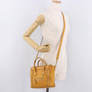 CELINE Luggage Nano Shopper Hand Bag Leather 2way Yellow Gold Auth 189842A-25