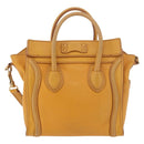 CELINE Luggage Nano Shopper Hand Bag Leather 2way Yellow Gold Auth 189842A-2