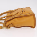 CELINE Luggage Nano Shopper Hand Bag Leather 2way Yellow Gold Auth 189842A-4