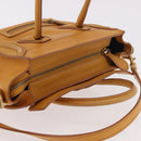 CELINE Luggage Nano Shopper Hand Bag Leather 2way Yellow Gold Auth 189842A-6