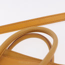 CELINE Luggage Nano Shopper Hand Bag Leather 2way Yellow Gold Auth 189842A-8