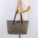 GUCCI GG Supreme Tote Bag PVC Beige 211137 Auth 189843-23