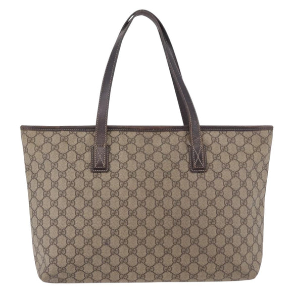 GUCCI GG Supreme Tote Bag PVC Beige 211137 Auth 189843
